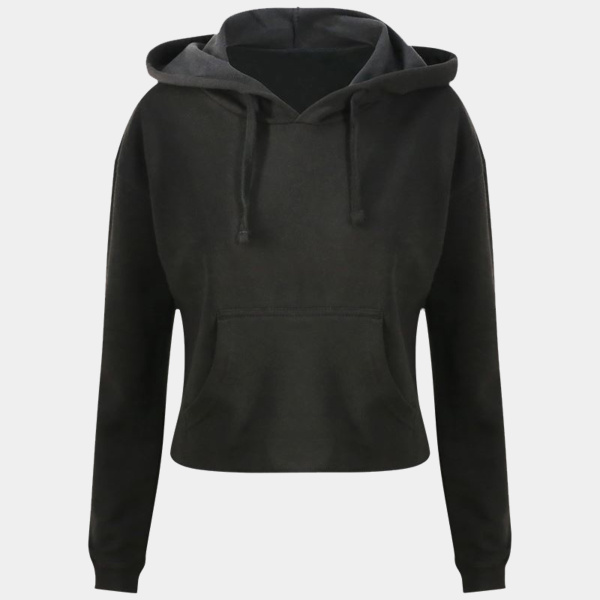 Ladies' Girlie Cropped Hooded Fleece with Pocket Thumbnail