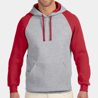 Adult NuBlend® Colorblock Raglan Pullover Hooded Sweatshirt Thumbnail