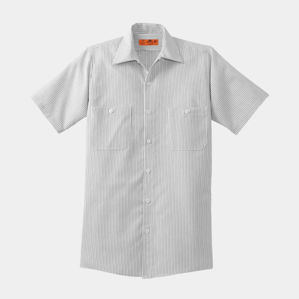 Short Sleeve Striped Industrial Work Shirt Thumbnail