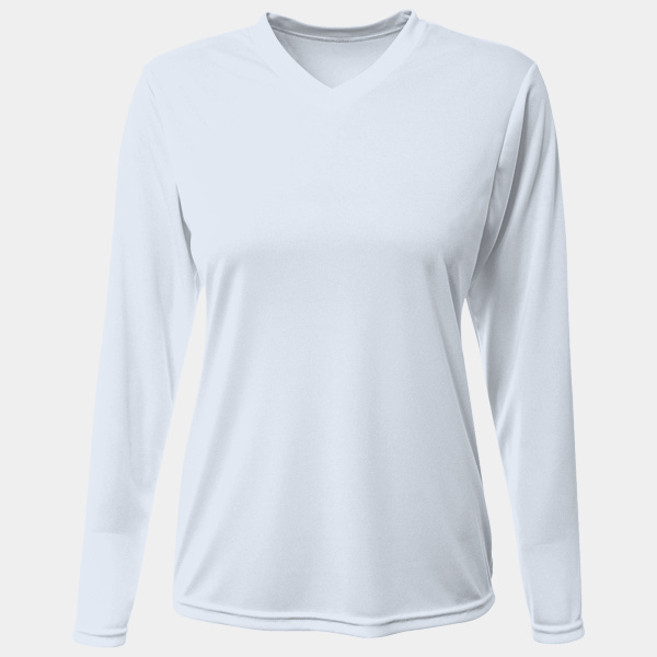 Women's USA-Made Deep V-Neck Long Sleeve T-Shirt Thumbnail