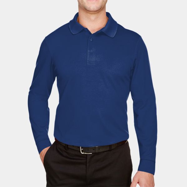 CrownLux Performance® Tall Plaited Long Sleeve Polo Thumbnail