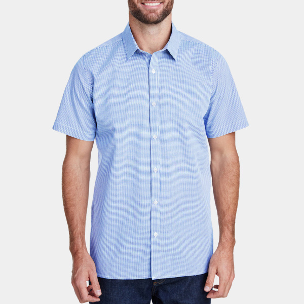 Men's Microcheck Gingham Short-Sleeve Cotton Shirt Thumbnail