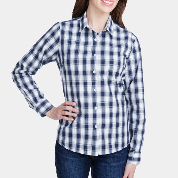 Ladies' Mulligan Check Long-Sleeve Cotton Shirt Thumbnail